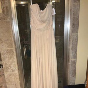 Taupe long bridesmaid dress size 12 David's Bridal
